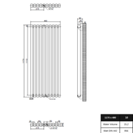 Line 1170x480 mm Vertikal Einlagig Flach Aluminium Weiß Paneelheizkörper