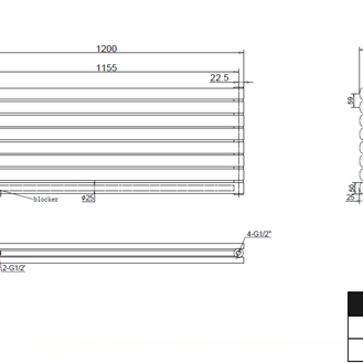 Vormico 472x1200 mm Horizontal Doppellagig Ellipse  Schwarz Paneelheizkörper