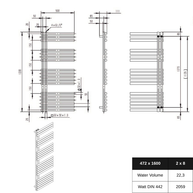 Luxora 1200x500 mm Vertikal Einlagig Ellipse Edelstahl Chrom Paneelheizkörper