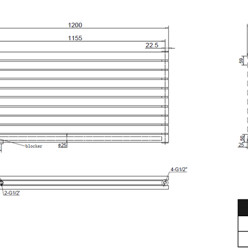 Vormico 1200x590 mm Horizontal Doppellagig Ellipse  Schwarz Paneelheizkörper - Görsel 2