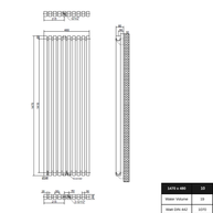 Line 1470x480 mm Vertikal Einlagig Flach Aluminium Anthrazit Paneelheizkörper