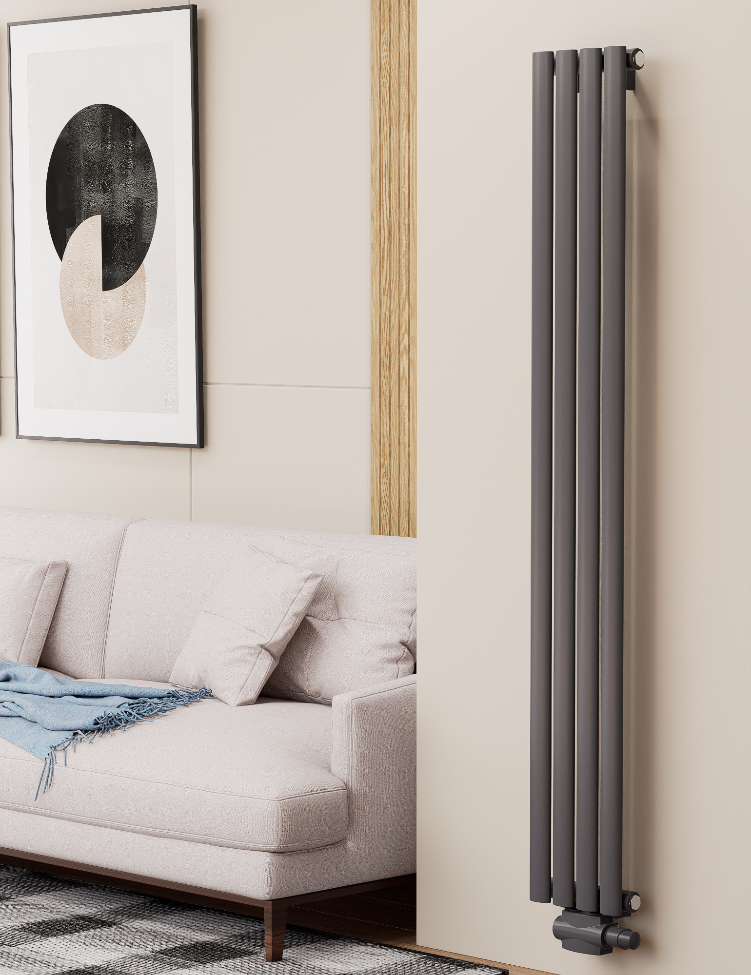 Solaria 1600x236 mm Vertikal Einlagig Ellipse Anthrazit Paneelheizkörper