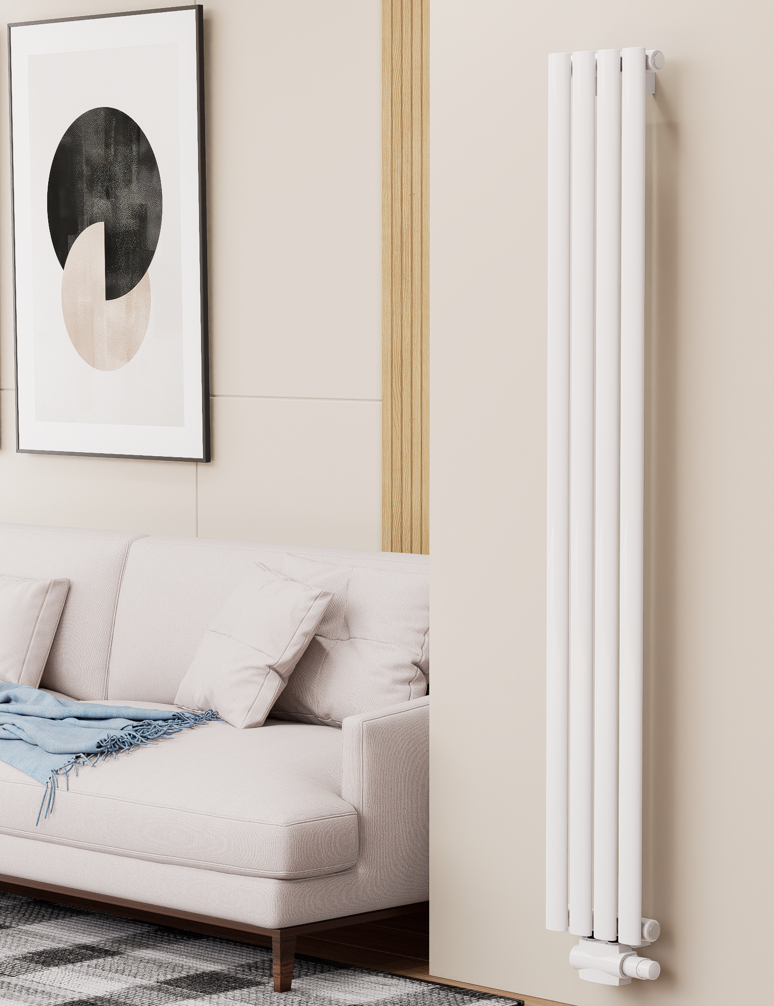 Solaria 1600x236 mm Vertikal Einlagig Ellipse Weiß Paneelheizkörper