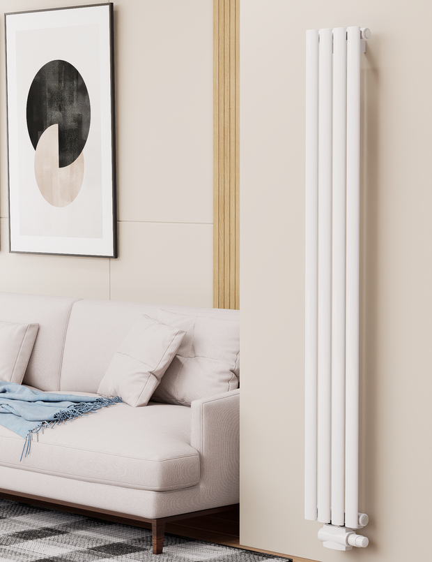 Solaria 1600x236 mm Vertikal Einlagig Ellipse Weiß Paneelheizkörper