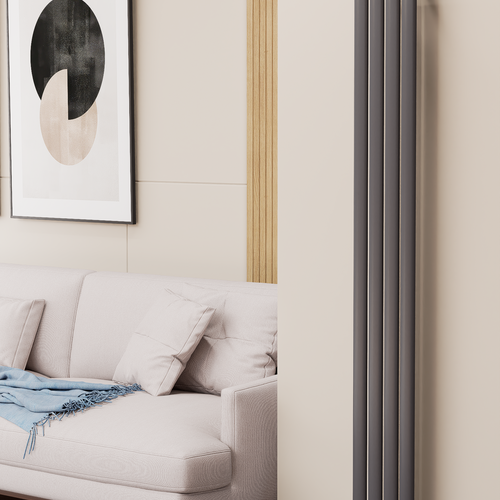 Solaria 1600x236 mm Vertikal Einlagig Ellipse Anthrazit Paneelheizkörper - Görsel 1