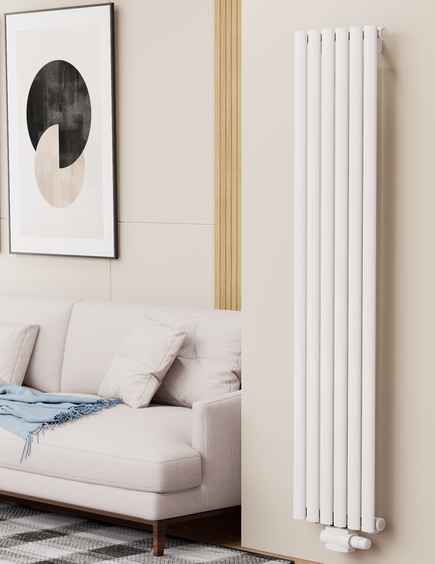 Solaria 1600x354 mm Vertikal Einlagig Ellipse Weiß Paneelheizkörper