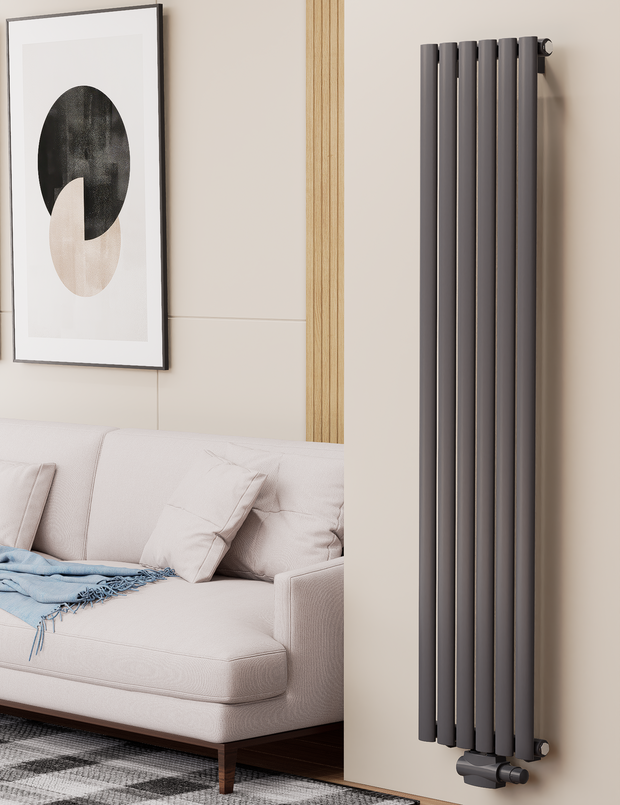 Solaria 1600x354 mm Vertikal Einlagig Ellipse Anthrazit Paneelheizkörper