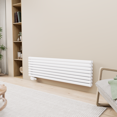 Vormico 472x1600 mm Horizontal Doppellagig Ellipse  Weiß Paneelheizkörper - Görsel 1