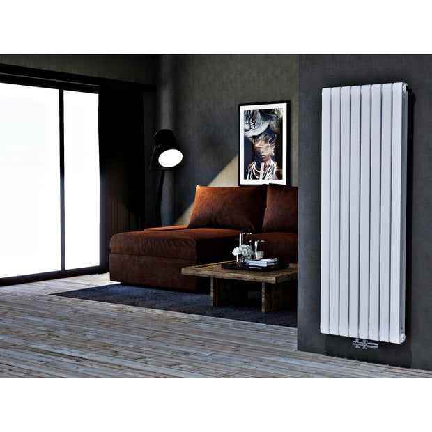 Block 1600x580 mm Vertikal Doppellagig Flach  Weiß Paneelheizkörper