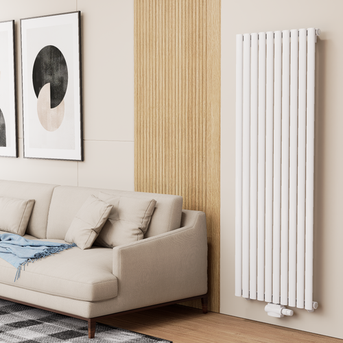 Solaria 1600x590 mm Vertikal Einlagig Ellipse  Weiß Paneelheizkörper - Görsel 1