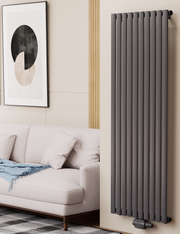 Solaria 1600x590 mm Vertikal Einlagig Ellipse Anthrazit Paneelheizkörper