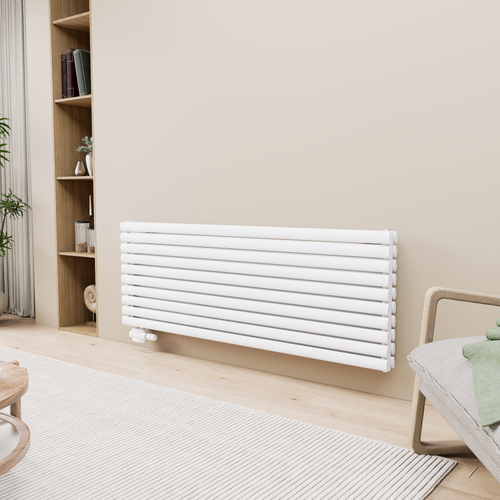 Vormico 1600x590 mm Horizontal Doppellagig Ellipse Weiß Paneelheizkörper - Görsel 1