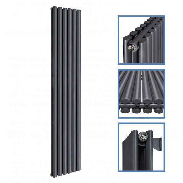 Elipso 1600x400 mm Vertikal Doppellagig Ellipse  Anthrazit Paneelheizkörper