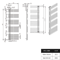 Luxora 1600x500 mm Vertikal Einlagig Ellipse Edelstahl Chrom Paneelheizkörper