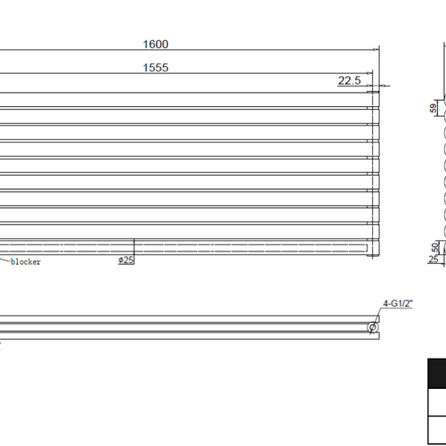 Vormico 1600x590 mm Horizontal Doppellagig Ellipse Schwarz Paneelheizkörper - Görsel 2