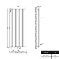 Solaria 1600x590 mm Vertikal Einlagig Ellipse Anthrazit Paneelheizkörper