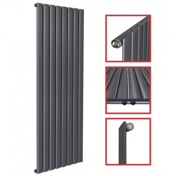Fortuna 1600x602 mm Vertikal Einlagig Flach Anthrazit Paneelheizkörper