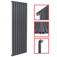 Fortuna 1600x602 mm Vertikal Einlagig Flach Anthrazit Paneelheizkörper