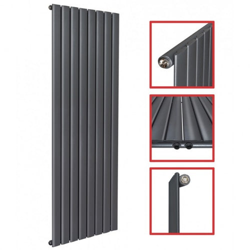 Fortuna 1600x602 mm Vertikal Einlagig Flach Anthrazit Paneelheizkörper - Görsel 1