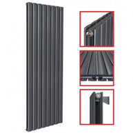 Fortuna 1600x602 mm Vertikal Doppellagig Flach  Anthrazit Paneelheizkörper
