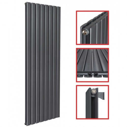 Fortuna 1600x602 mm Vertikal Doppellagig Flach  Anthrazit Paneelheizkörper - Görsel 1