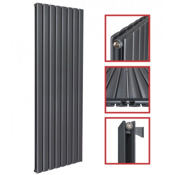 Fortuna 1600x602 mm Vertikal Doppellagig Flach  Anthrazit Paneelheizkörper