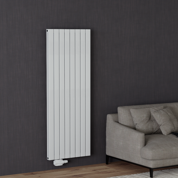 Alhon 1600x616 mm Vertikal Doppellagig Flach Aluminium Weiß Paneelheizkörper