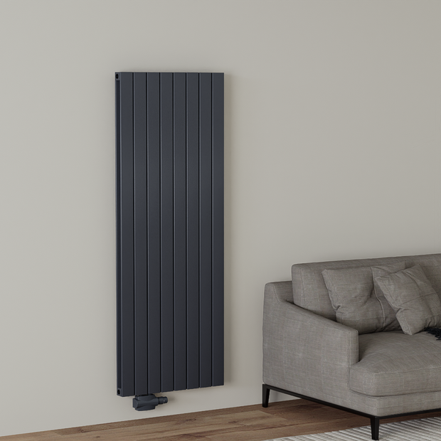 Alhon 1600x616 mm Vertikal Doppellagig Flach Aluminium Anthrazit Paneelheizkörper