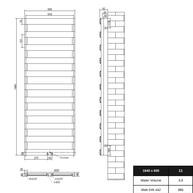 Estiva 1640x600 mm Vertikal Einlagig Flach Aluminium Anthrazit Paneelheizkörper