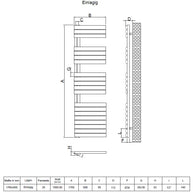 Eldor 1768x600 mm Vertikal Einlagig Ellipse Anthrazit Paneelheizkörper