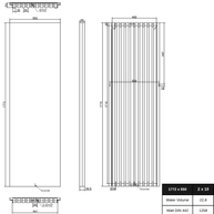 Slim 1770x550 mm Vertikal Einlagig Flach Aluminium Weiß Paneelheizkörper