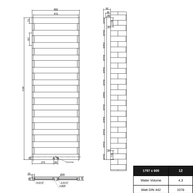 Estiva 1797x600 mm Vertikal Einlagig Flach Aluminium Weiß Paneelheizkörper