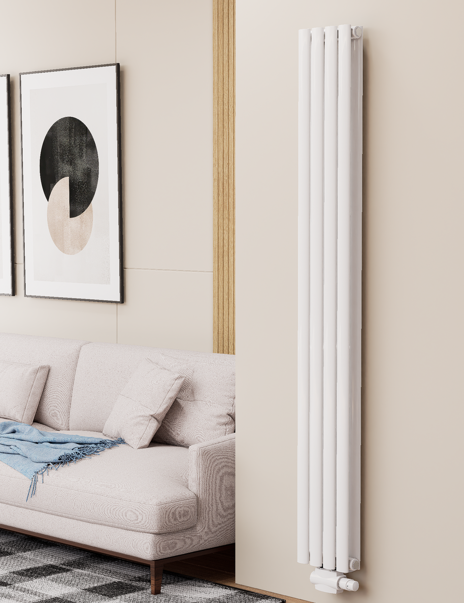 Solaria 1800x236 mm Vertikal Einlagig Ellipse Weiß Paneelheizkörper