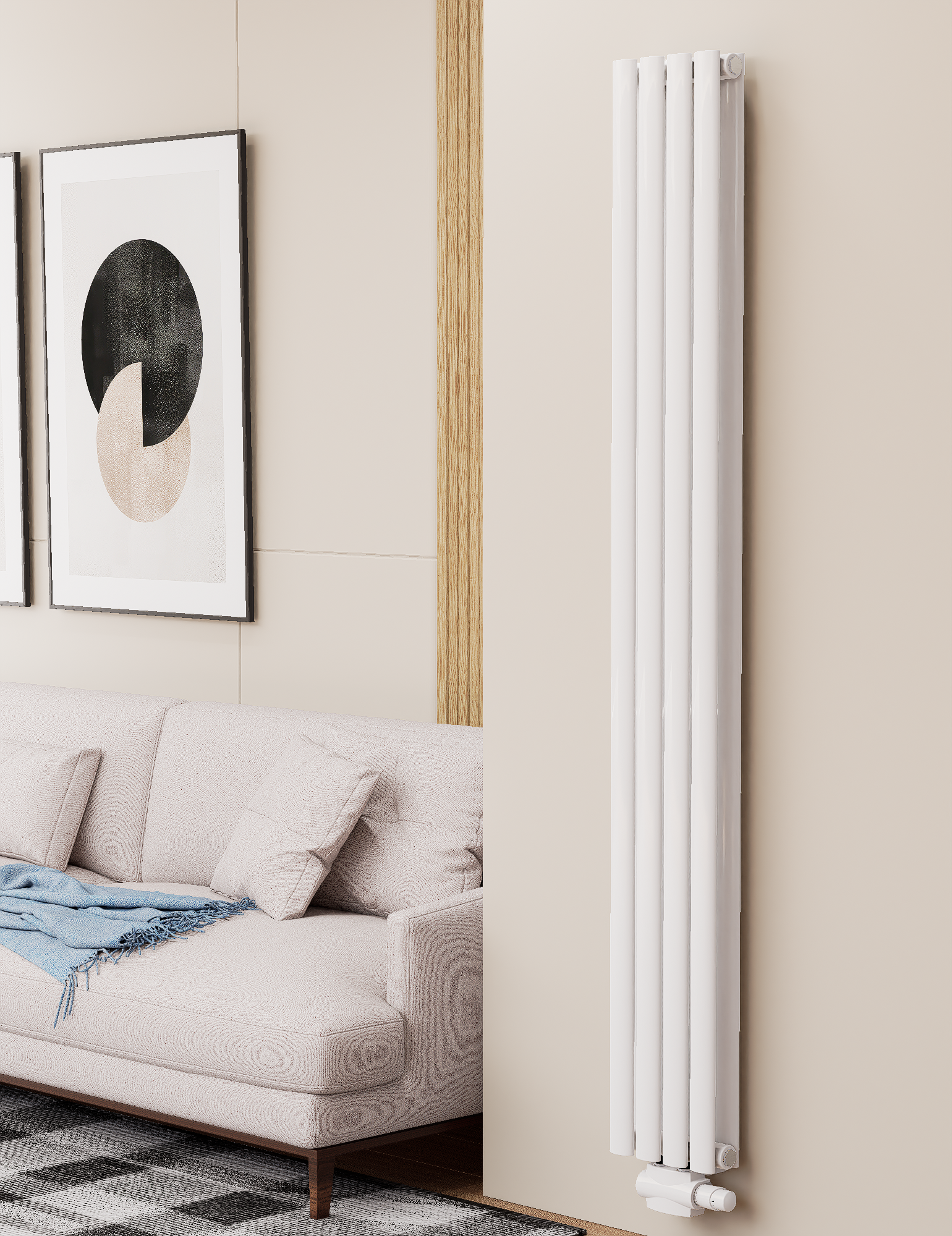 Solaria 1800x236 mm Vertikal Einlagig Ellipse Weiß Paneelheizkörper