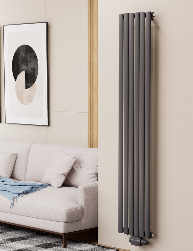 Solaria 1800x354 mm Vertikal Einlagig Ellipse Anthrazit Paneelheizkörper