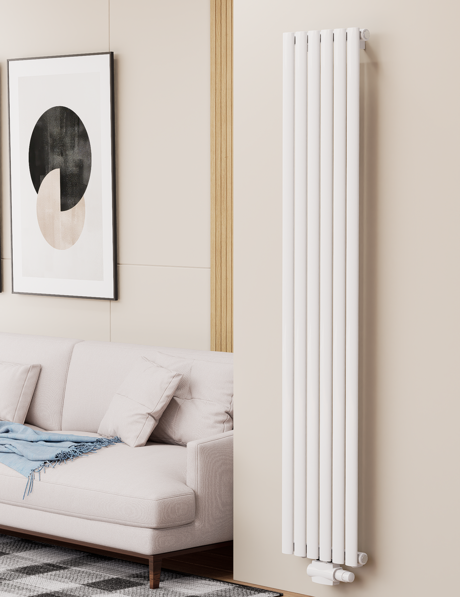 Solaria 1800x354 mm Vertikal Einlagig Ellipse  Weiß Paneelheizkörper