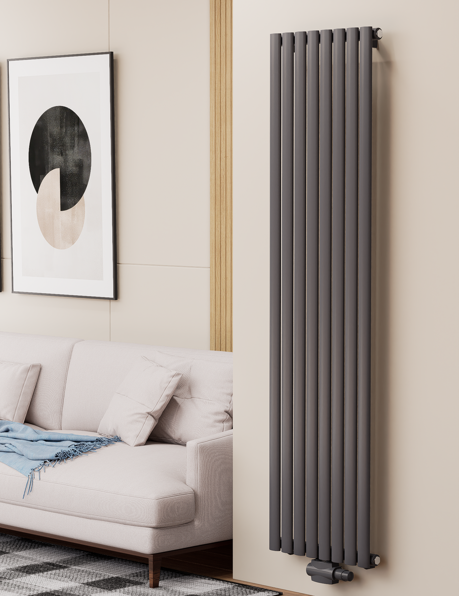 Solaria 1800x472 mm Vertikal Einlagig Ellipse Anthrazit Paneelheizkörper