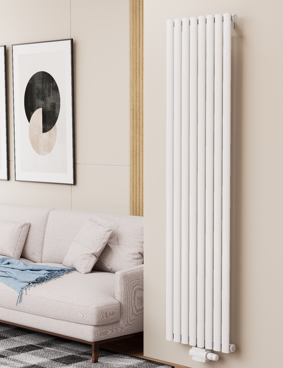 Solaria 1800x472 mm Vertikal Einlagig Ellipse Weiß Paneelheizkörper