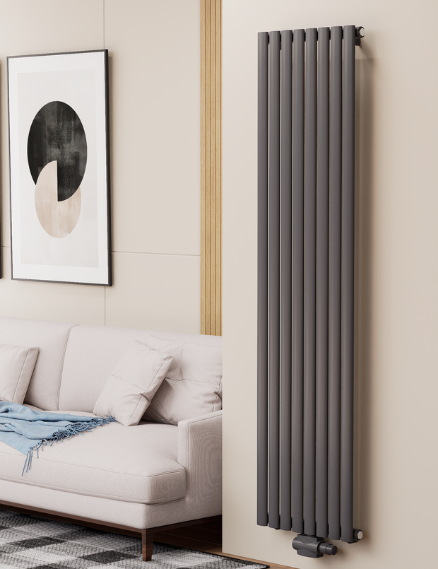 Solaria 1800x472 mm Vertikal Einlagig Ellipse Anthrazit Paneelheizkörper