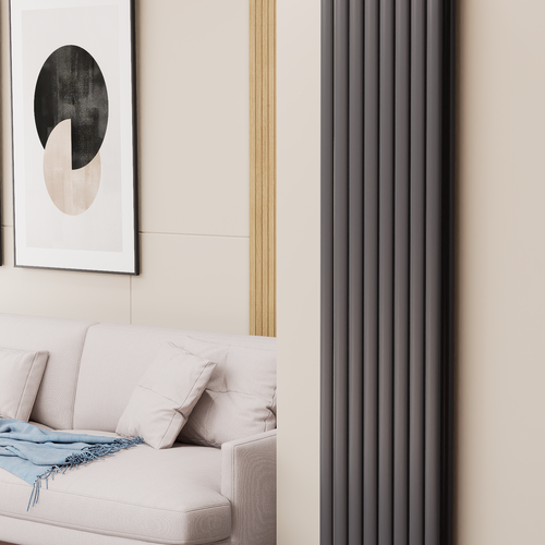 Solaria 1800x472 mm Vertikal Doppellagig Ellipse  Anthrazit Paneelheizkörper - Görsel 1