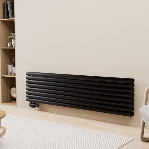 Vormico 472x1800 mm Horizontal Doppellagig Ellipse Schwarz Paneelheizkörper - Görsel 1