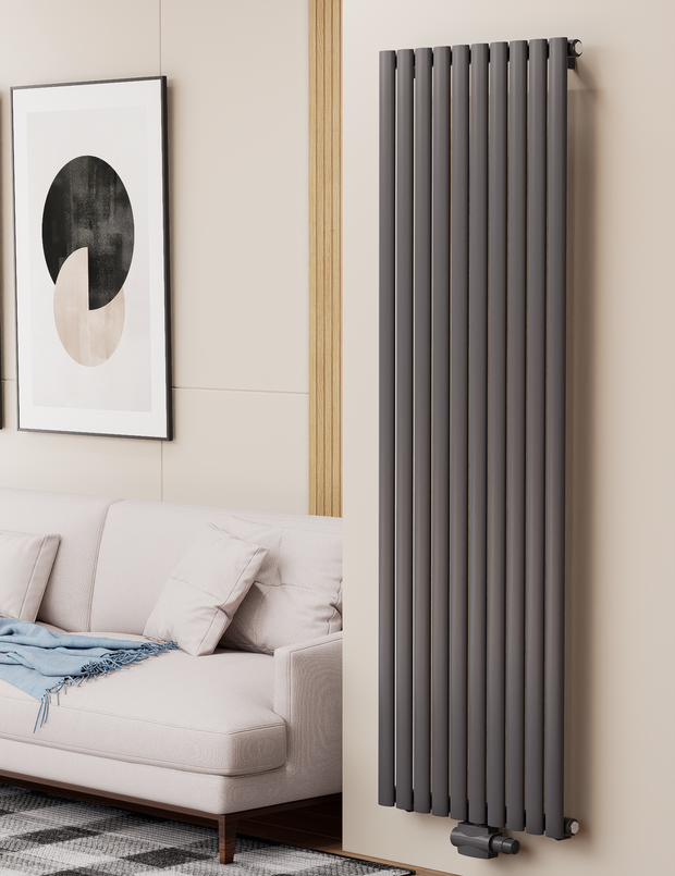 Solaria 1800x590 mm Vertikal Einlagig Ellipse Anthrazit Paneelheizkörper