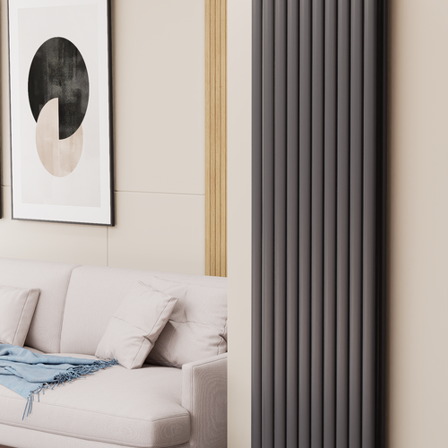 Solaria 1800x590 mm Vertikal Doppellagig Ellipse Anthrazit Paneelheizkörper - Görsel 1