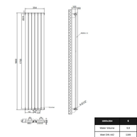 Solaria 1800x354 mm Vertikal Einlagig Ellipse  Weiß Paneelheizkörper