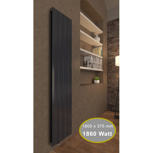Claudio 1800x375 mm Vertikal Doppellagig Flach Aluminium Anthrazit Paneelheizkörper