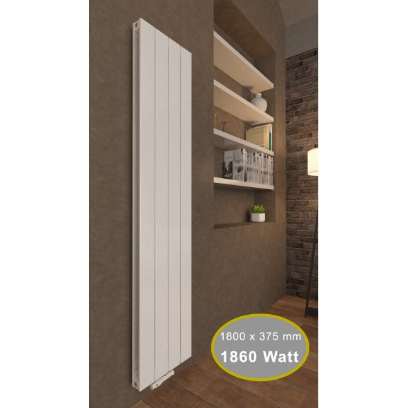 Claudio 1800x375 mm Vertikal Doppellagig Flach Aluminium Weiß Paneelheizkörper