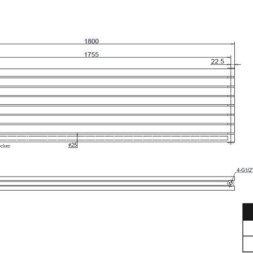 Vormico 472x1800 mm Horizontal Doppellagig Ellipse Schwarz Paneelheizkörper - Görsel 2