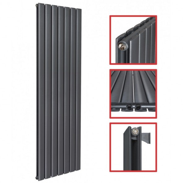 Fortuna 1800x526 mm Vertikal Doppellagig Flach Anthrazit Paneelheizkörper