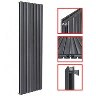 Fortuna 1800x526 mm Vertikal Doppellagig Flach Anthrazit Paneelheizkörper
