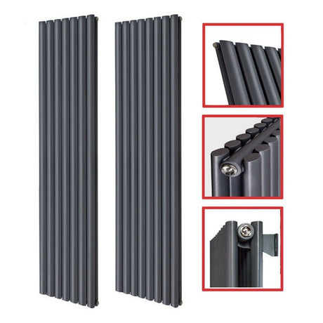 Elipso 60*30 Doppellagig NEU Ellipse Vertikal Seitenanschluss Paneelheizkörper Weiß Anthrazit